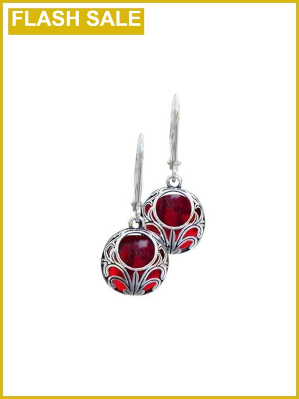 Handmade Vintage Lace Leverback Earrings Sterling Silver Glass